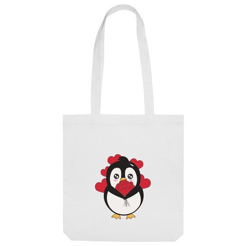 Сумка шоппер Us Basic, белый сумка влюбленный пингвин бежевый