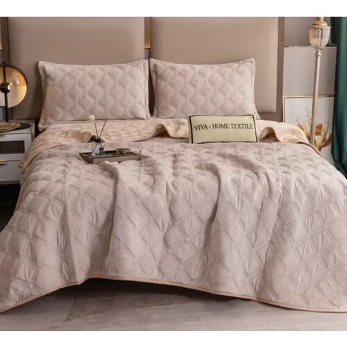 Однотонное Покрывало-Плед Декоративная Стежка и две наволочки 50-70