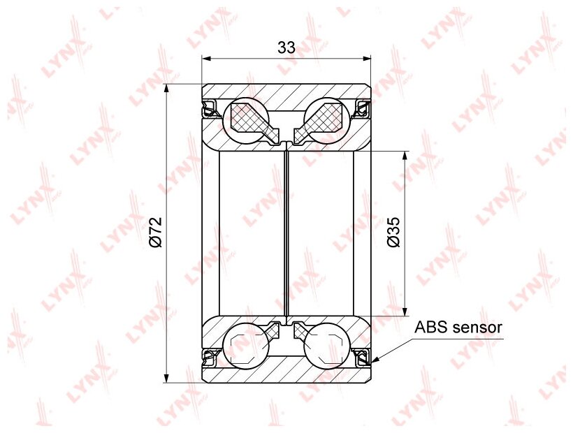 Комплект подшипника ступицы колеса перед LYNXauto WB-1287