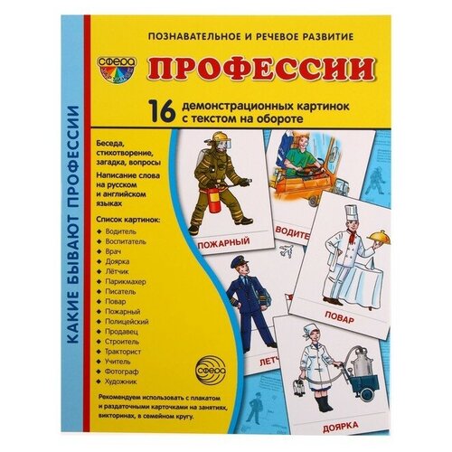 Демонстрационные картинки Профессии 16 шт, 17 х 22 см