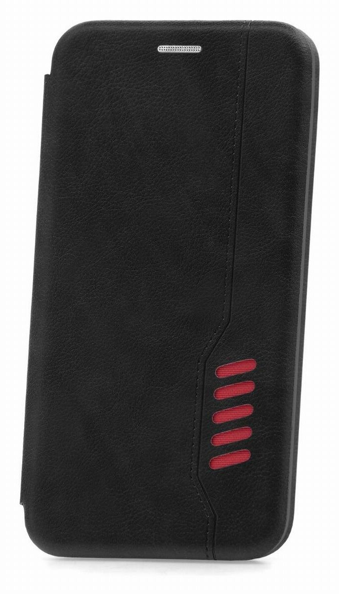 Чехол на Samsung Galaxy A20 2019 Kruche Open Book-1 черный, книжка с карманом для карт, противоударный кейс с магнитом, с защитой камеры, с подставкой
