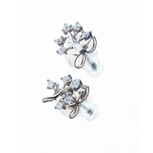 Серьги пусеты XUPING JEWELRY, фианит, размер/диаметр 10 мм, серебряный серьги xuping jewelry стекло фианит размер диаметр 3 мм серебряный