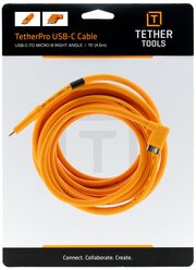 Кабель Tether Tools TetherPro USB-C to 3.0 Micro-B Right Angle 4.6m Orange