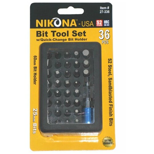 Набор бит NIKONA с быстросбрасывающим держателем (36пр) 27-336 8pcs torx screwdriver bits set t5 t6 t8 t9 t10 t15 t20 t25 s2 alloy steel 50mm torx screwdriver bits kit for working handle tool