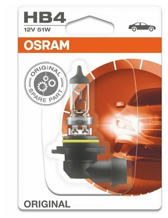 Лампа автомобильная OSRAM HB4/9006 (51) P22d (бл.) 12V, 1шт, 9006-01B