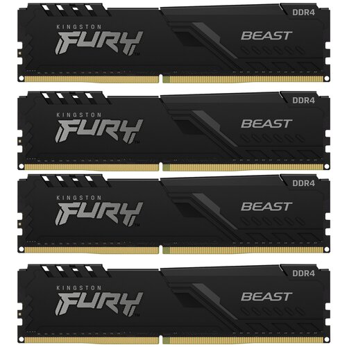 Kingston Память оперативная Kingston 128GB 3200MHz DDR4 CL16 DIMM (Kit of 4) FURY Beast Black