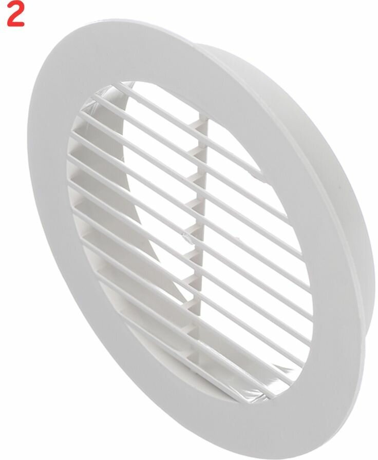 Решетка вентиляционная наружная с фланцем d100 мм круглая пластиковая d130 мм (2 шт.)