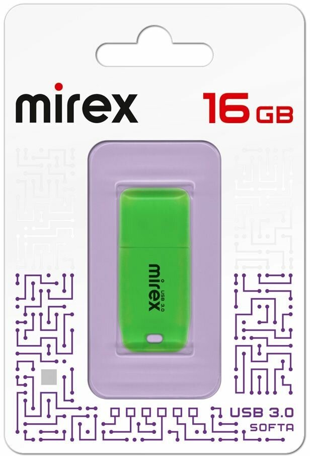 Флешка USB 3.0 Flash Drive MIREX SOFTA GREEN 16GB