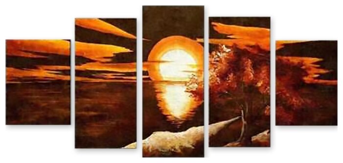 Модульная картина на холсте "Заход солнца" 150x72 см