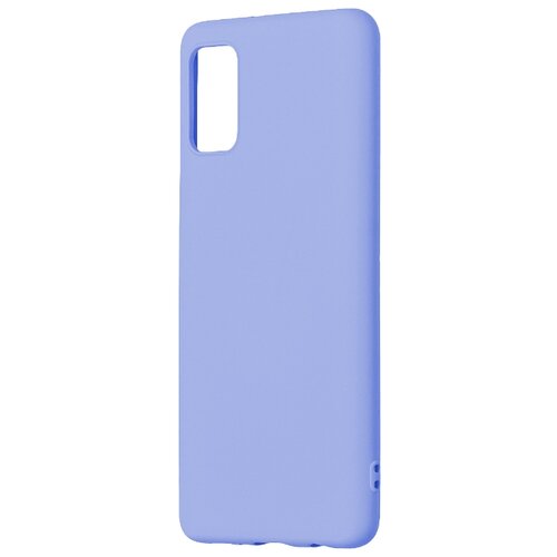 Матовый силиконовый чехол-накладка с бархатной подкладкой из микрофибры PERO для Samsung A41 / Silicone Case на Самсунг Галакси А41  голубой