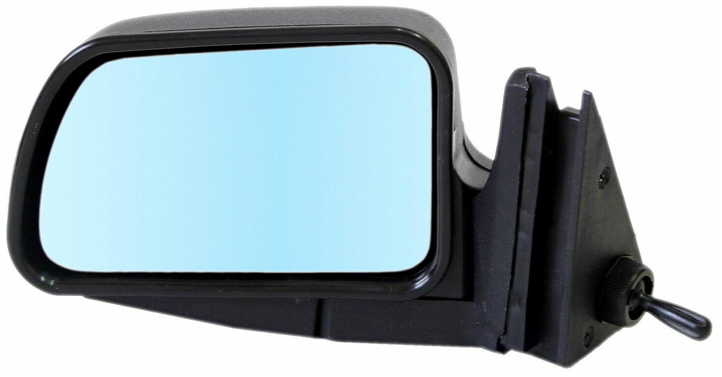 Зеркало боковое левое для ВАЗ-2104, 2105, 2107, модель Р-5 Г с тросовым приводом регулировки, с плоским противоослепляющим отражателем голубого тона.