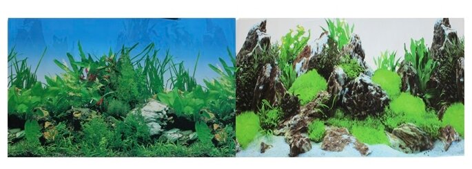 Фон для аквариума Prime Растительный/Скалы с растениями 50х100см