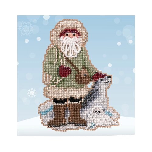 фото Набор для вышивания санта с леопардом mill hill mh202032
