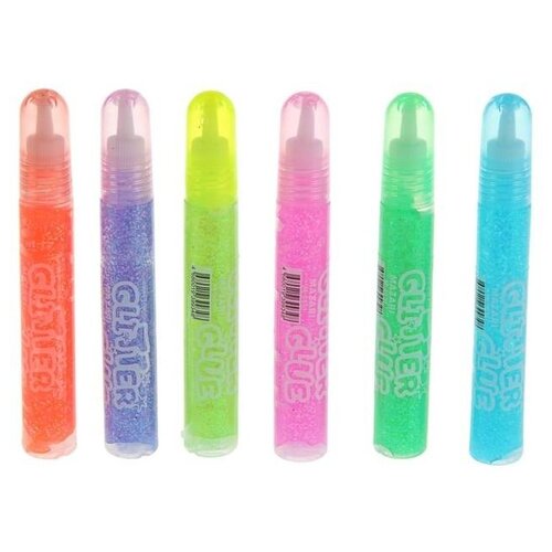 Гель с блёстками полупрозрачный, 10мл, Микс 6 цветов, цена за штуку