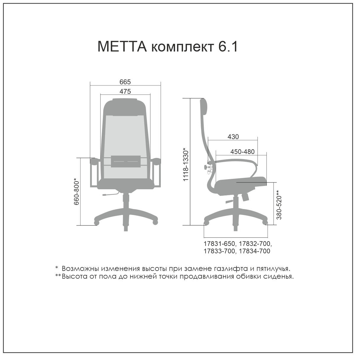 Компьютерное кресло METTA Комплект 61 Ch овальное сечение офисное