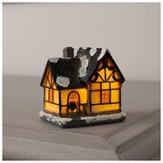 Luazon Lighting Светодиодная фигура «Дом с еловой гирляндой», керамика, батарейки AG13х3, свечение тёплое белое