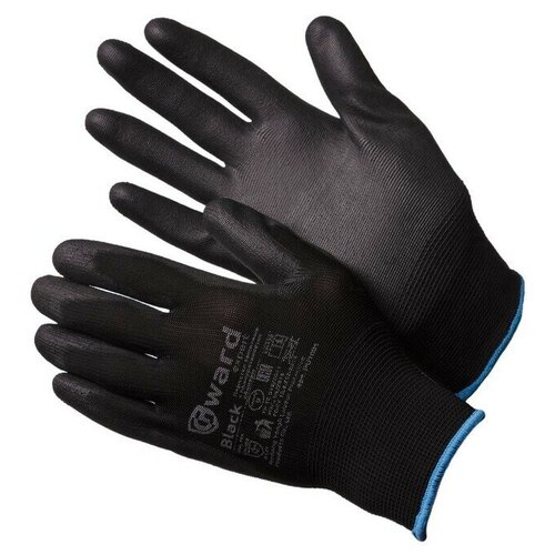 Перчатки нейлоновые черного цвета с полиуретановым покрытием Gward Black размер 9 L 12 пар