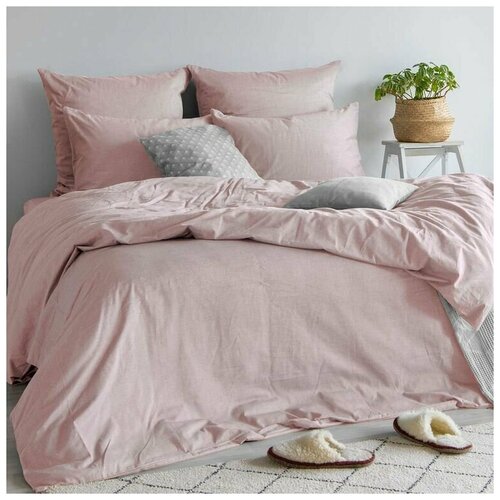 Комплект постельного белья Verossa, Absolut Desert Rose, Семейный, наволочки 50х70 и 70х70, 2-х спальный однотонный, меланж, хлопок, розовый