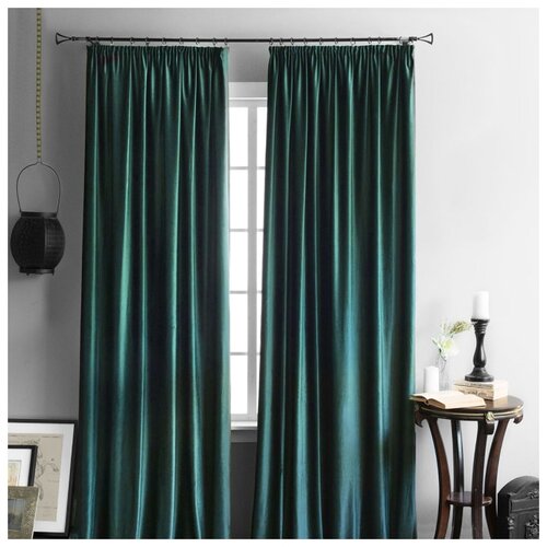 фото Комплект штор pasionaria "бархат бирюзовый" на шторной ленте, 145х270 см - 2 шт.