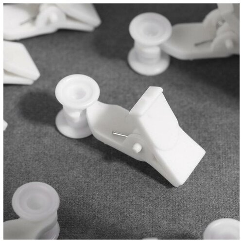Зажим для штор, 38 × 12 мм, цвет белый(20 шт.)