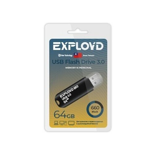 USB флэш-накопитель EXPLOYD EX-64GB-660-Black USB 3.0 1255150 флэш накопитель avaya 64gb 700501036