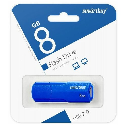 Память USB 8Gb Smart Buy Clue синий 2.0 (SB8GBCLU-BU) память usb 8gb smart buy clue бордовый 2 0 sb8gbclu bg