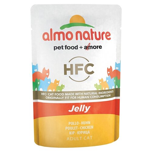 Влажный корм для кошек Almo Nature HFC, с курицей 55 г (кусочки в желе) влажный корм для котят almo nature classic с курицей 55 г кусочки в желе