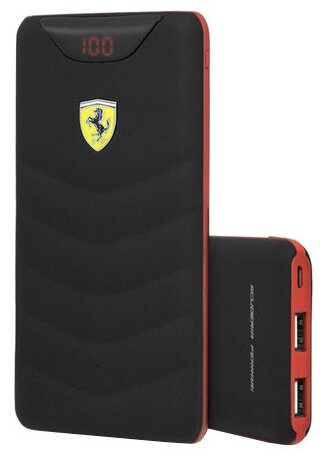Аккумулятор внешний беспроводной Ferrari Wireless 10000 mAh, LED-индикатор, 2 USB, черный