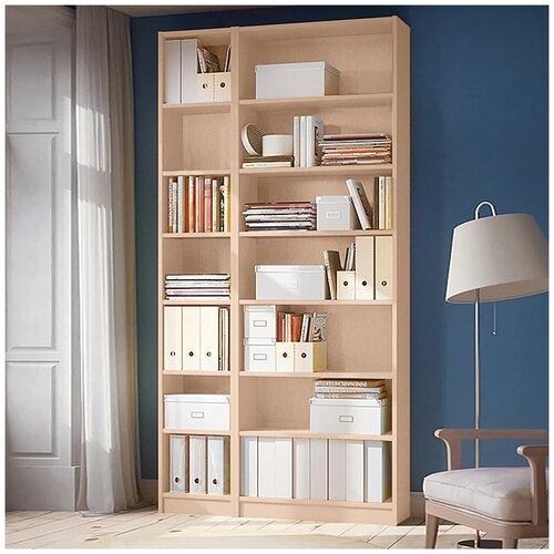 Стеллаж Сто Мебель Билли 02 размер 120х237х28 Дуб Молочный 13580₽