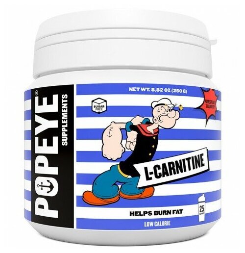 POPEYE Порошок L-карнитина "Клубника-лайм" банка 250 гр.