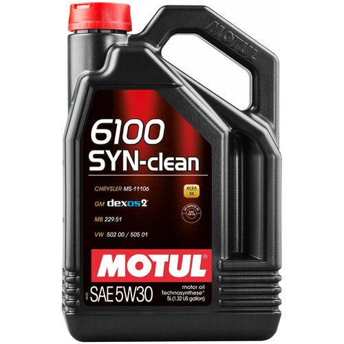 MOTUL 107948 Масло моторное 5W30 MOTUL 5л синтетика 6100 SYN-CLEAN SN/C3