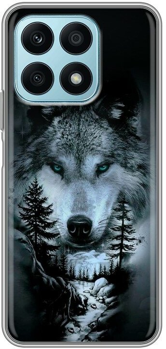 Дизайнерский силиконовый чехол для Хонор Х8а / Huawei Honor X8a Лесной волк