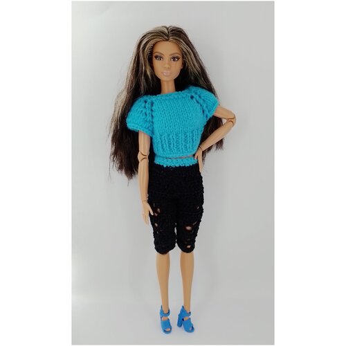 Бриджи и кроп-свитер с коротким рукавом для кукол Barbie (комплект 
