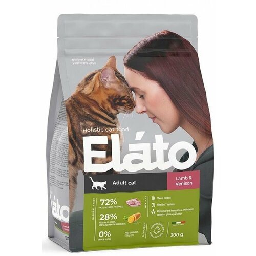 Сухой корм для кошек Elato Ягненок и Оленина 300 г elato сухой корм для кошек holistic ягненок и оленина 1 5 кг