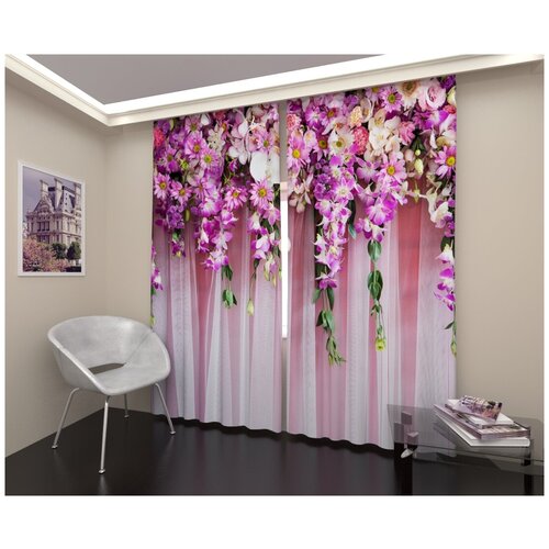 Фотошторы Арт Паула Цветущая изгородь 6 Габардин В: 260 см Ш:2*145 = 290 см