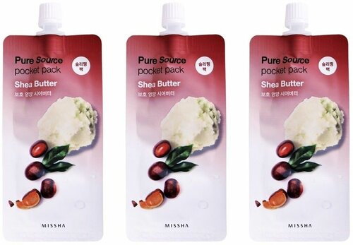 Missha Маска кремовая ночная с маслом ши Pure Source Pocket pack Shea Butter, 10 мл/3 шт