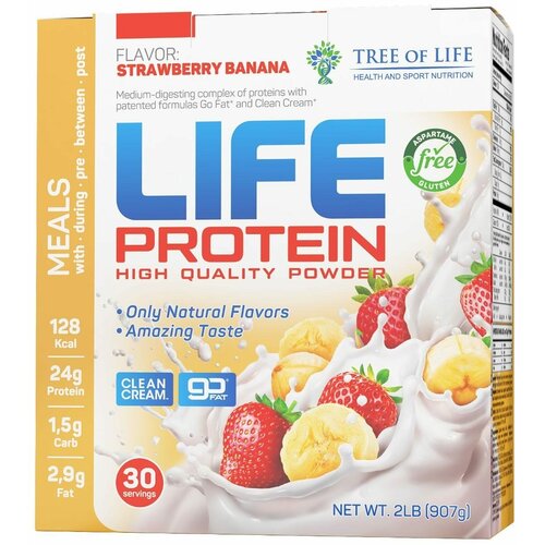 протеин tree of life life protein 907 гр blueberry and blackberry Протеин Tree of Life Life Protein, 907 гр, Strawberry Banana