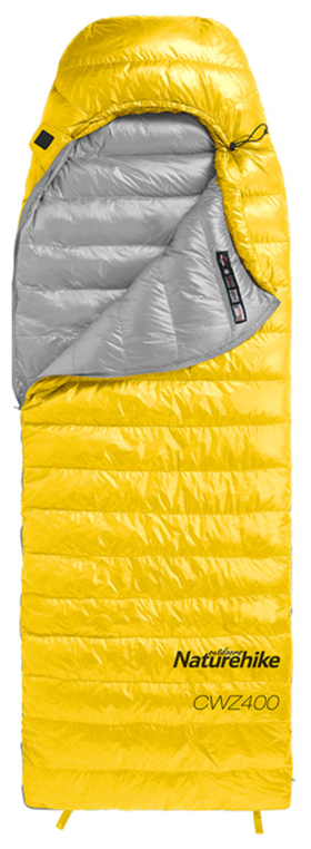 Мешок спальный Naturehike Ultralight CW400 M , 220х85 см, (правый) (ТК: +5°C), желтый