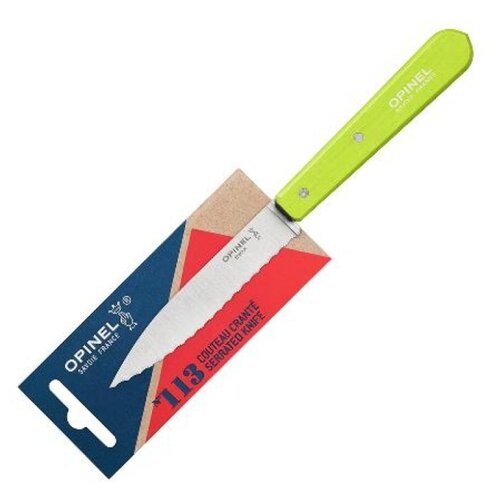 фото Нож столовый opinel №113, деревянная рукоять, блистер, нержавеющая сталь, зеленый 001920