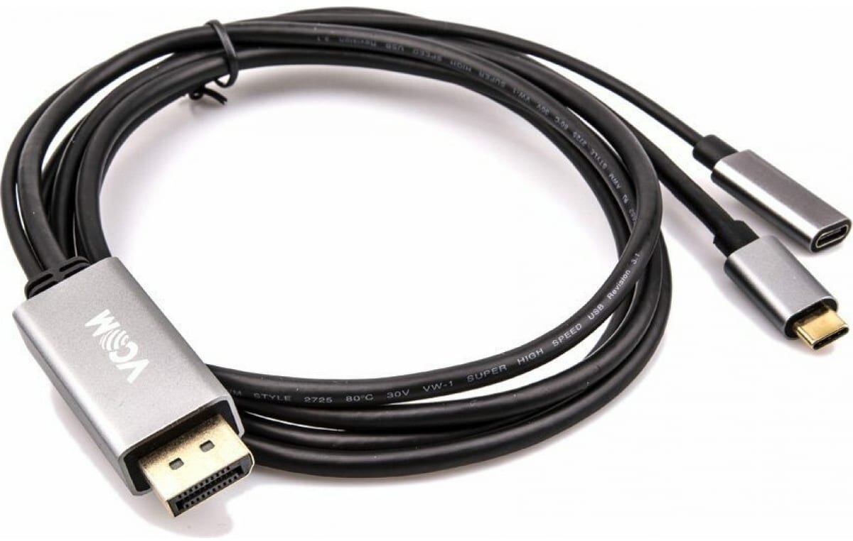 Кабель-адаптер USB 3.1 Type-Cm --) DP(m) 4K@60Hz, 1.8m , PD, Aluminium Shell, Vcom (cu422mcpd-1.8m) C