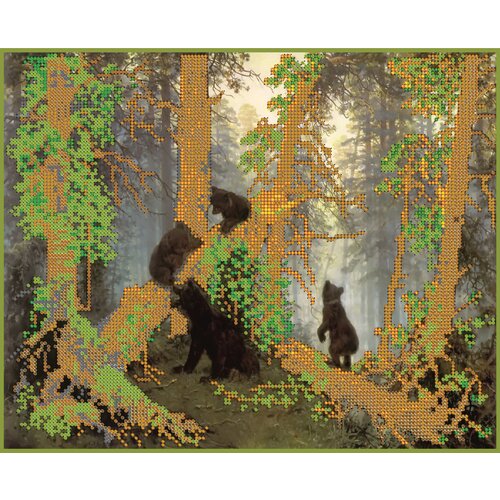 Вышивка бисером картины Утро в сосновом лесу 24*30см
