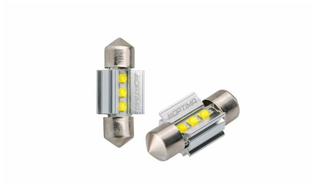 Optima Светодиодная лампа Festoon 31mm MINI-CREE, CAN, white(белые), 3W, 12V, T10*31mm, комплект 2шт.