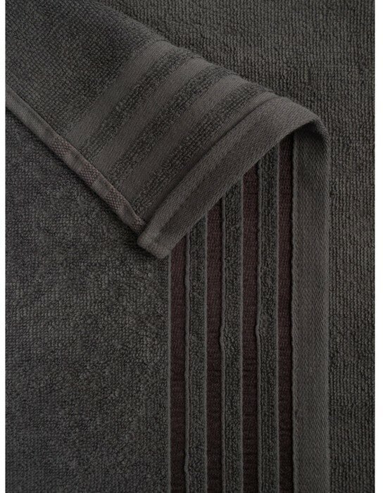 Полотенце махровое, размер 50x90 см, темно-серое с бордюром полоса - фотография № 3
