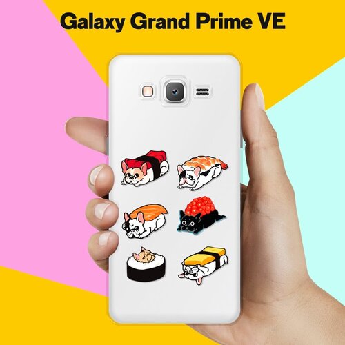 Силиконовый чехол на Samsung Galaxy Grand Prime VE Суши из мопсов / для Самсунг Галакси Гранд Прайм ВЕ Дуос