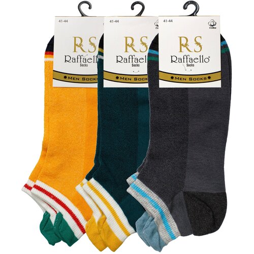 фото Мужские носки raffaello socks, 3 пары, укороченные, воздухопроницаемые, размер 41-44, желтый, зеленый