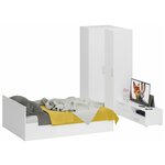 Мебель для спальни белая Стандарт № 4 Стандарт с кроватью 1400, цвет белый, спальное место 1400х2000 мм, без матраса, основание есть - изображение