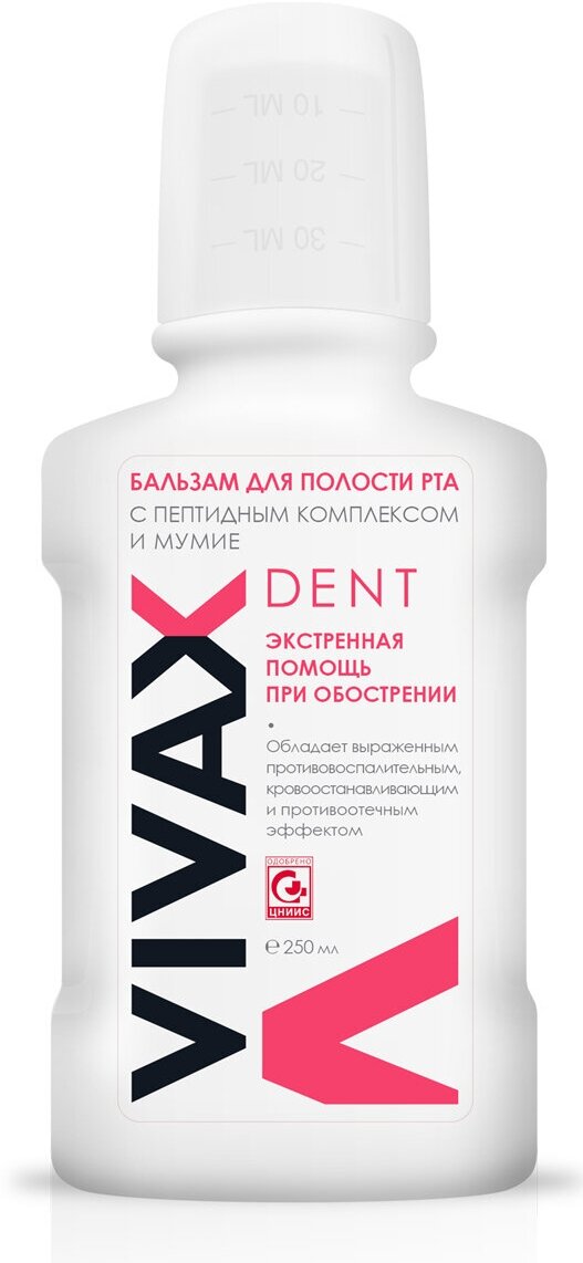 Бальзам для полости рта Vivax с пептидными комплексами и Мумие, 250 мл