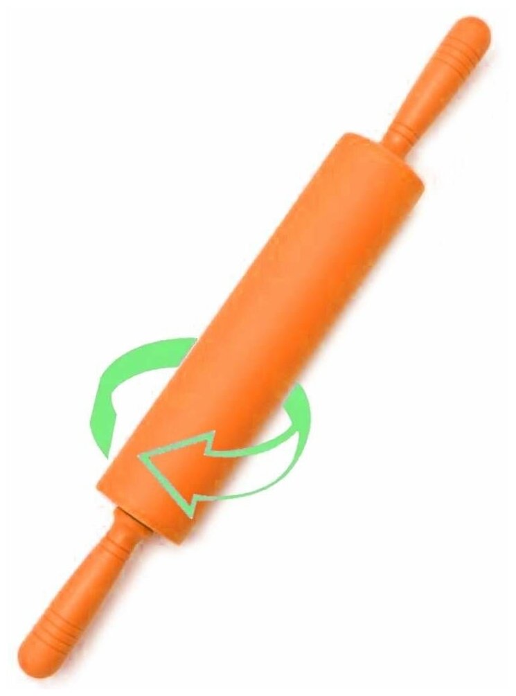 Скалка силиконовая с пластиковыми ручками, 28 см., оранжевый - фотография № 3