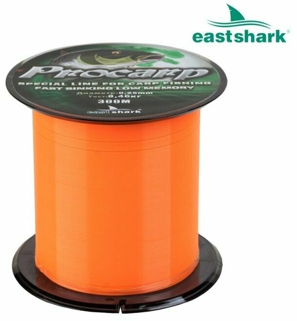 Леска EastShark ProCarp 300 м, карповая флуоресцентная 0.25 мм, оранжевая