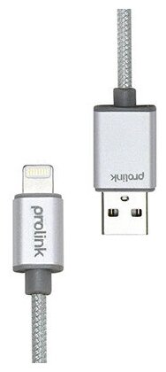 Кабель USB Prolink Lightning (М) - USB A (М) PLT341SL-0100 1м., серебро оплетка и разъемы